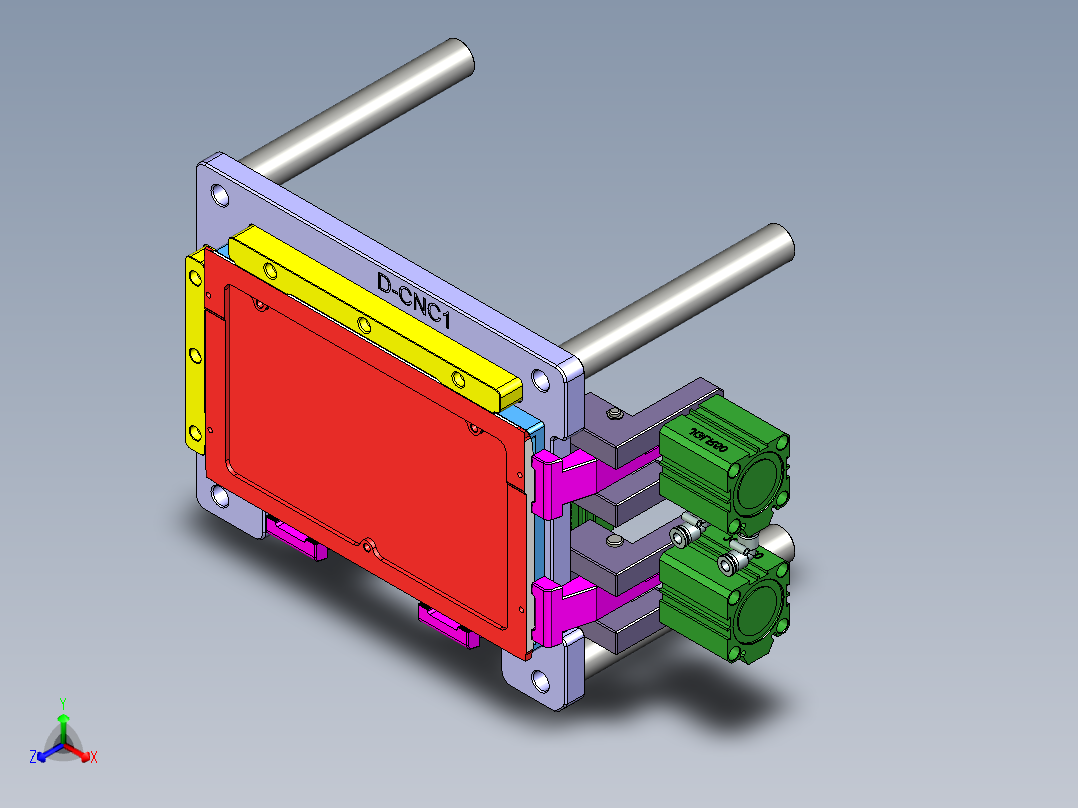 一款电脑D壳侧推开粗铣四周转角工装治具模型