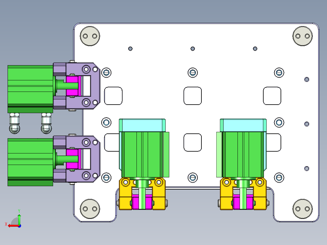 一款电脑D壳侧推开粗铣四周转角工装治具模型后视图