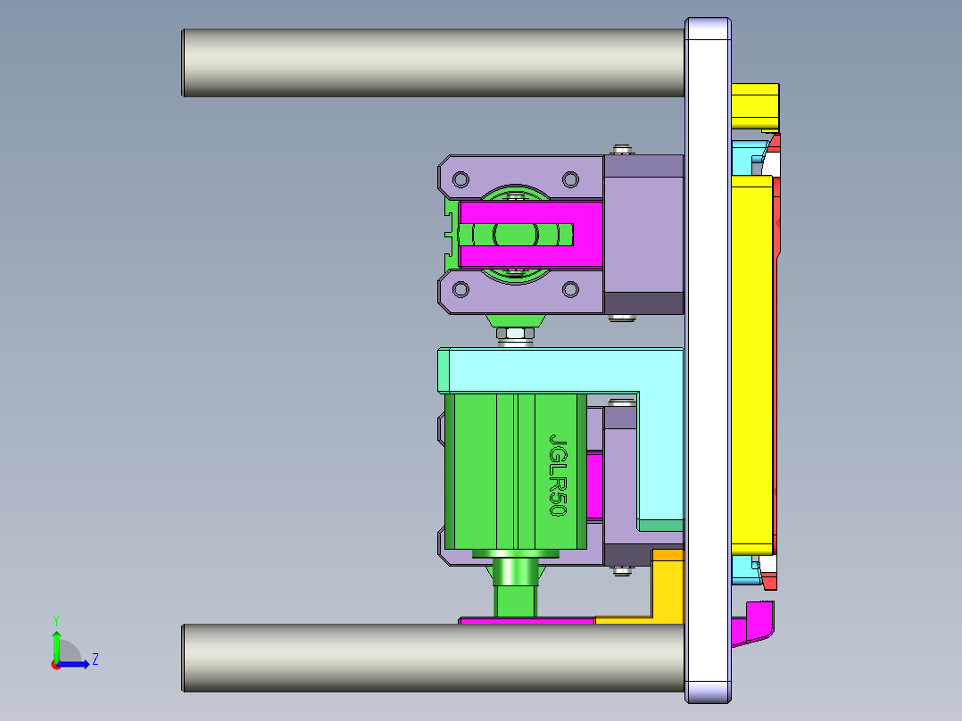 一款电脑D壳侧推开粗铣四周转角工装治具模型左视图
