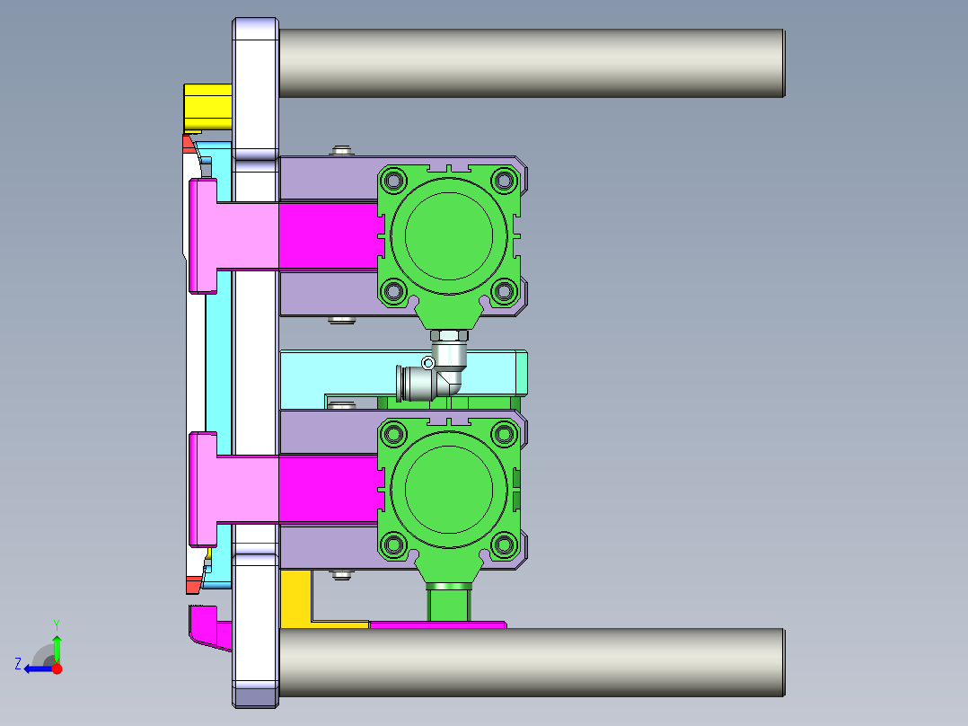 一款电脑D壳侧推开粗铣四周转角工装治具模型右视图