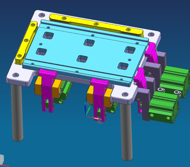 一款电脑D壳侧推开粗铣四周转角工装治具模型