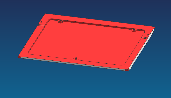 一款电脑D壳侧推开粗铣四周转角工装治具模型
