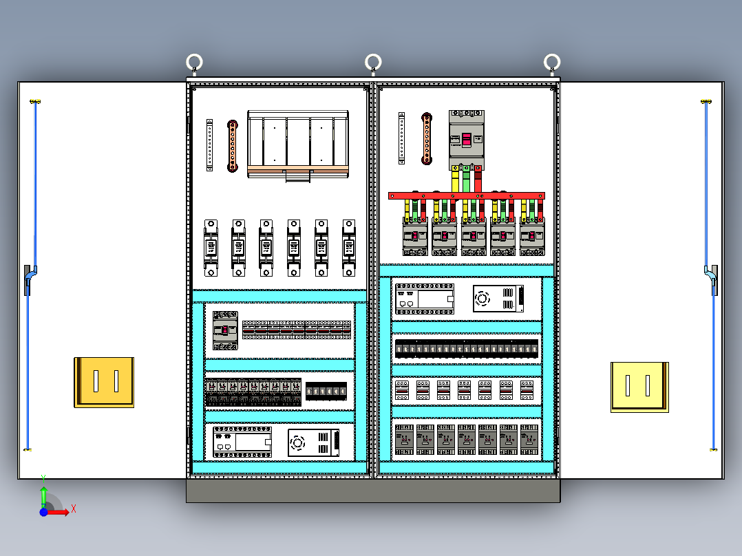 双柜组装刀开关风机plc控制柜前视图