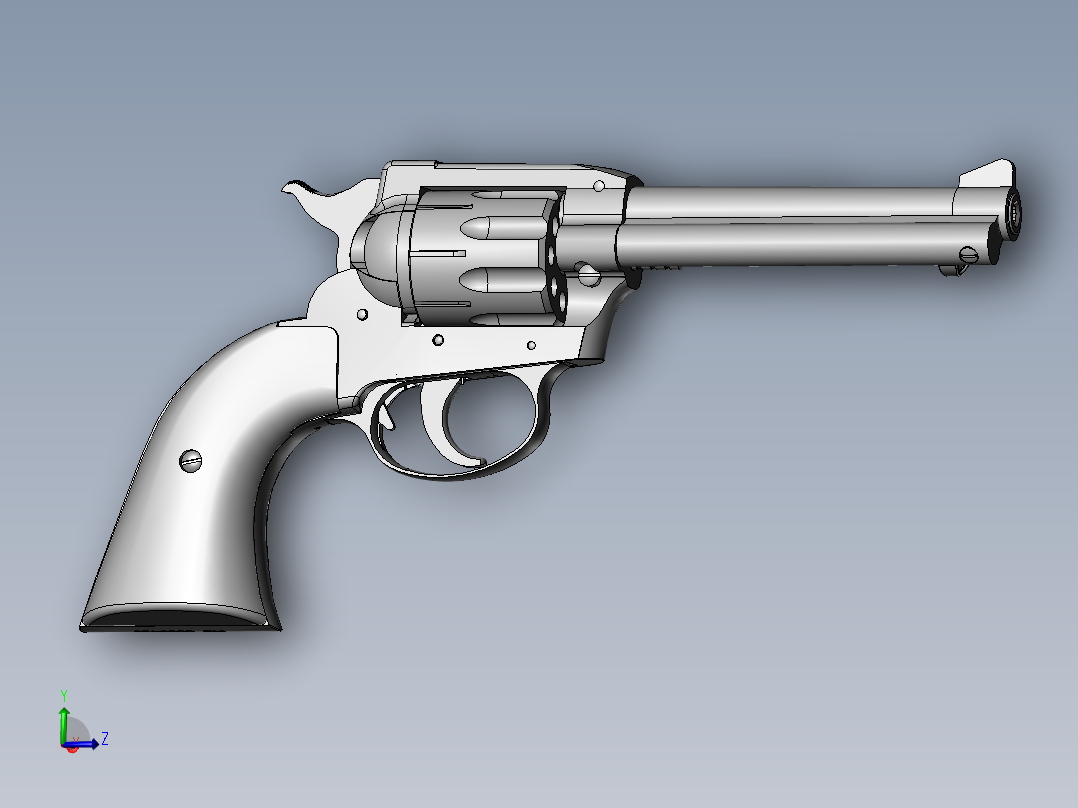 手枪左轮冲锋枪老式狙击步枪设计3D图纸rohm-model-63-22lr-revolver-prop SW STP IGS主视图