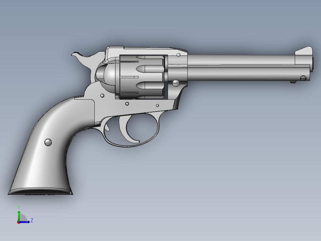 手枪左轮冲锋枪老式狙击步枪设计3D图纸rohm-model-63-22lr-revolver-prop SW STP IGS左视图