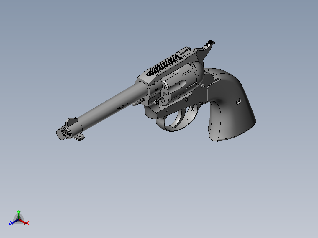 手枪左轮冲锋枪老式狙击步枪设计3D图纸rohm-model-63-22lr-revolver-prop SW STP IGS正等轴测图