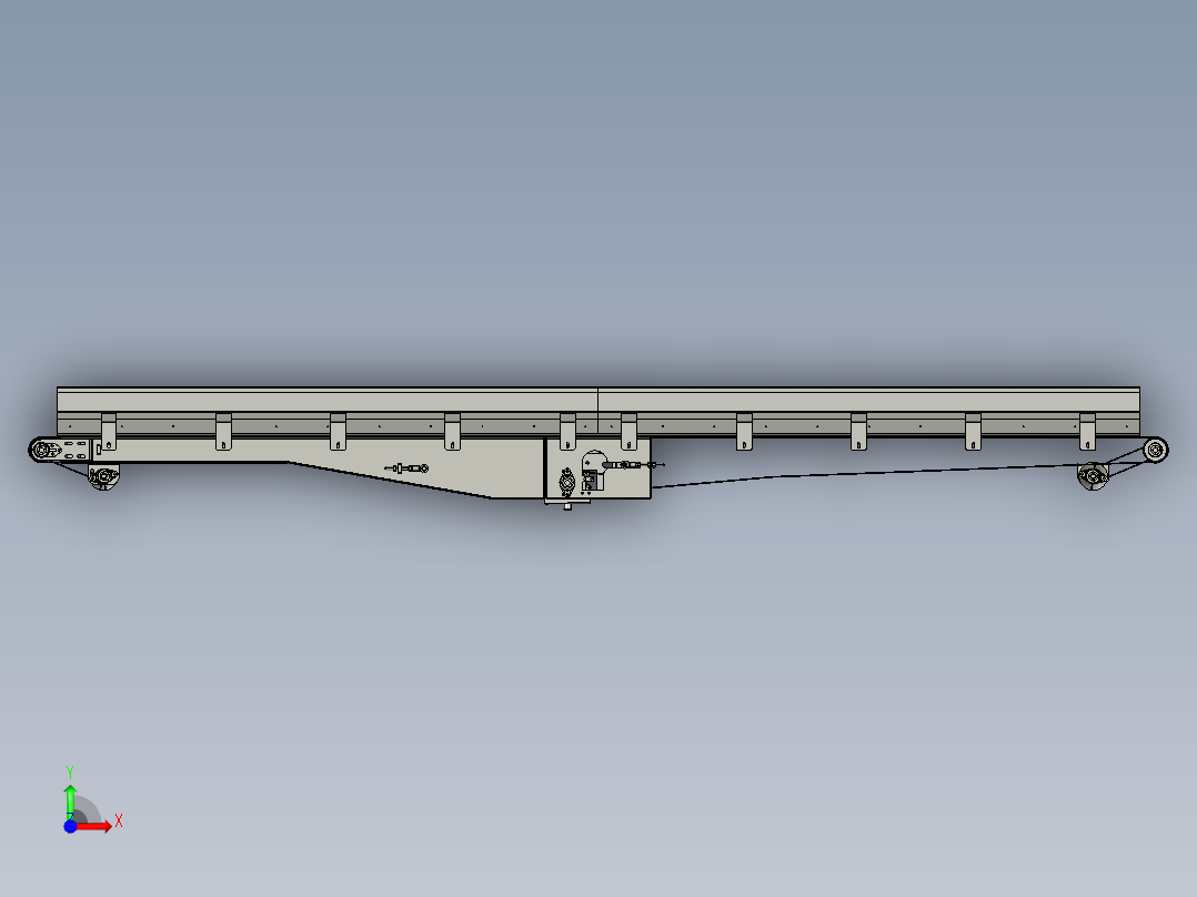 中心距行走分料皮带机及张紧装置前视图