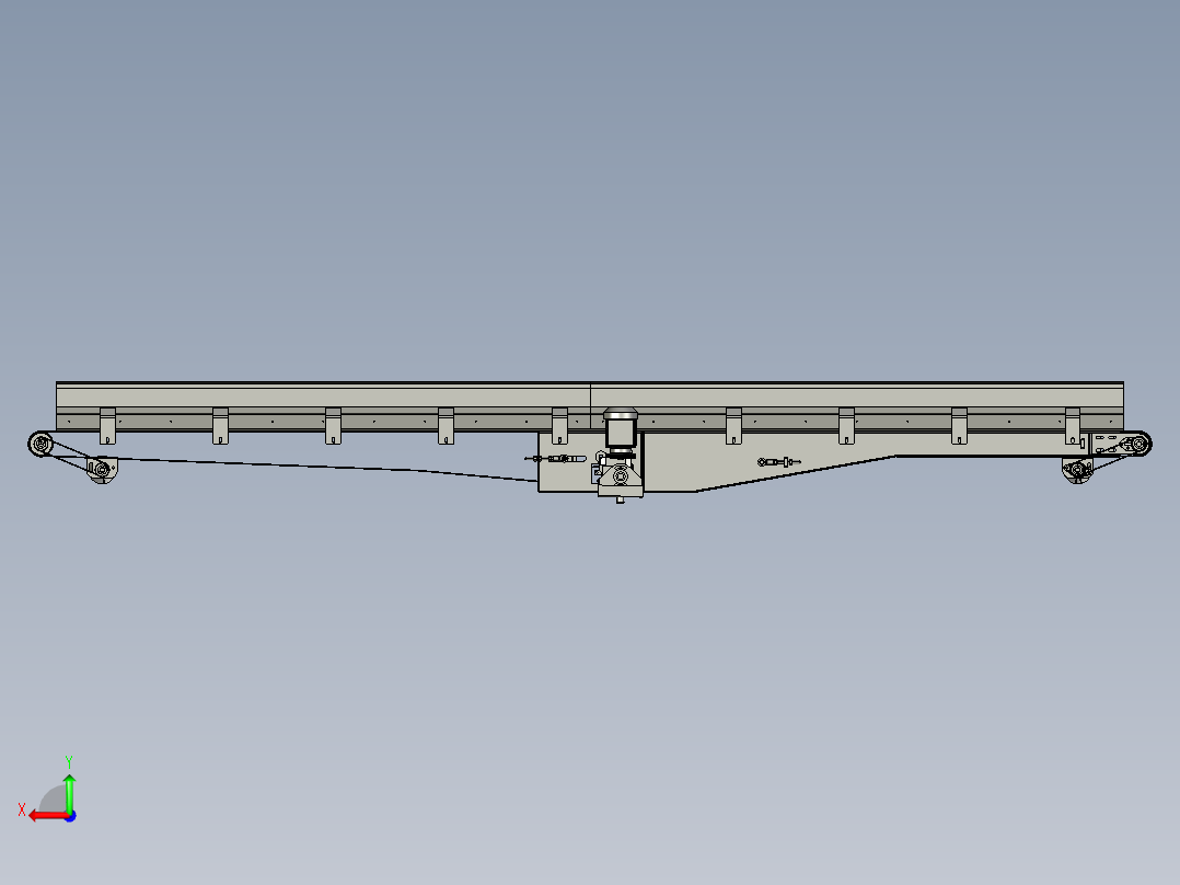 中心距行走分料皮带机及张紧装置后视图