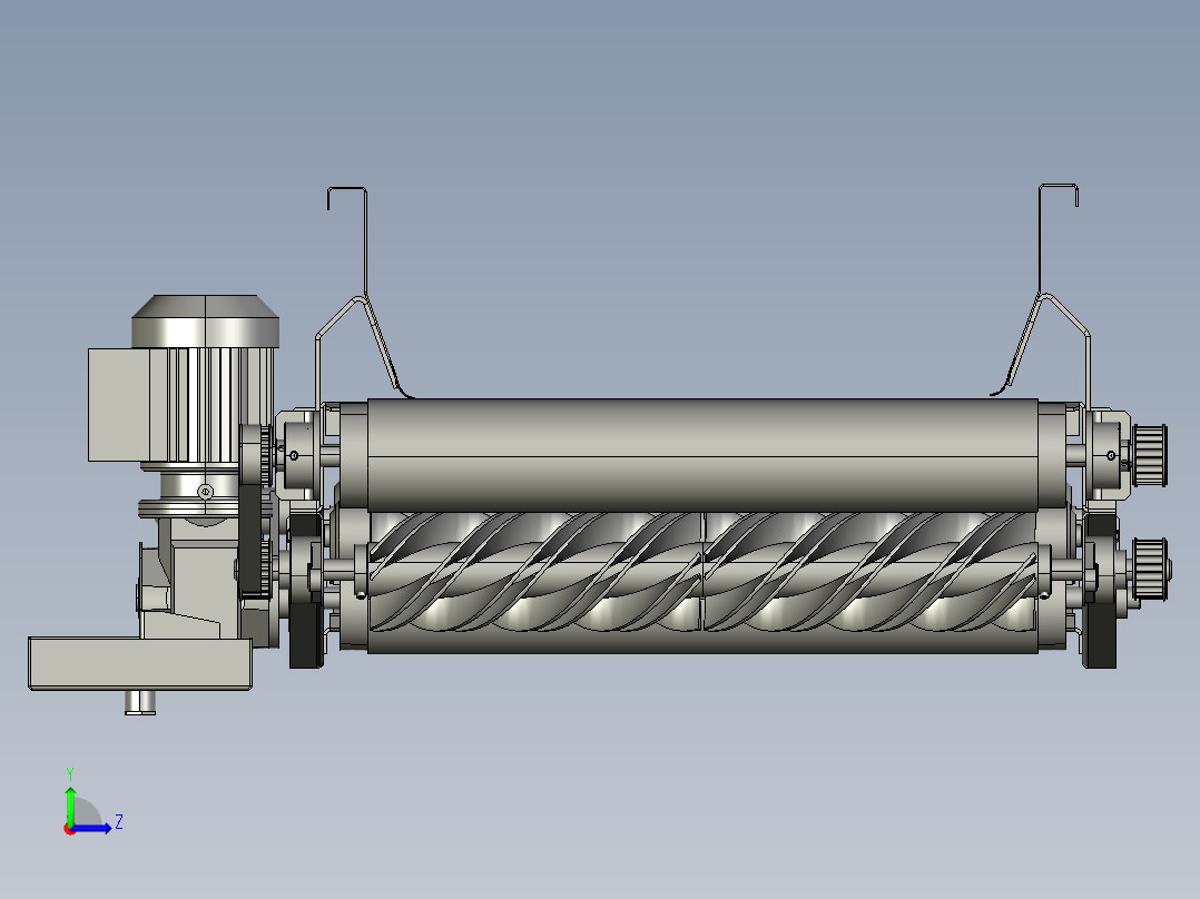 中心距行走分料皮带机及张紧装置左视图