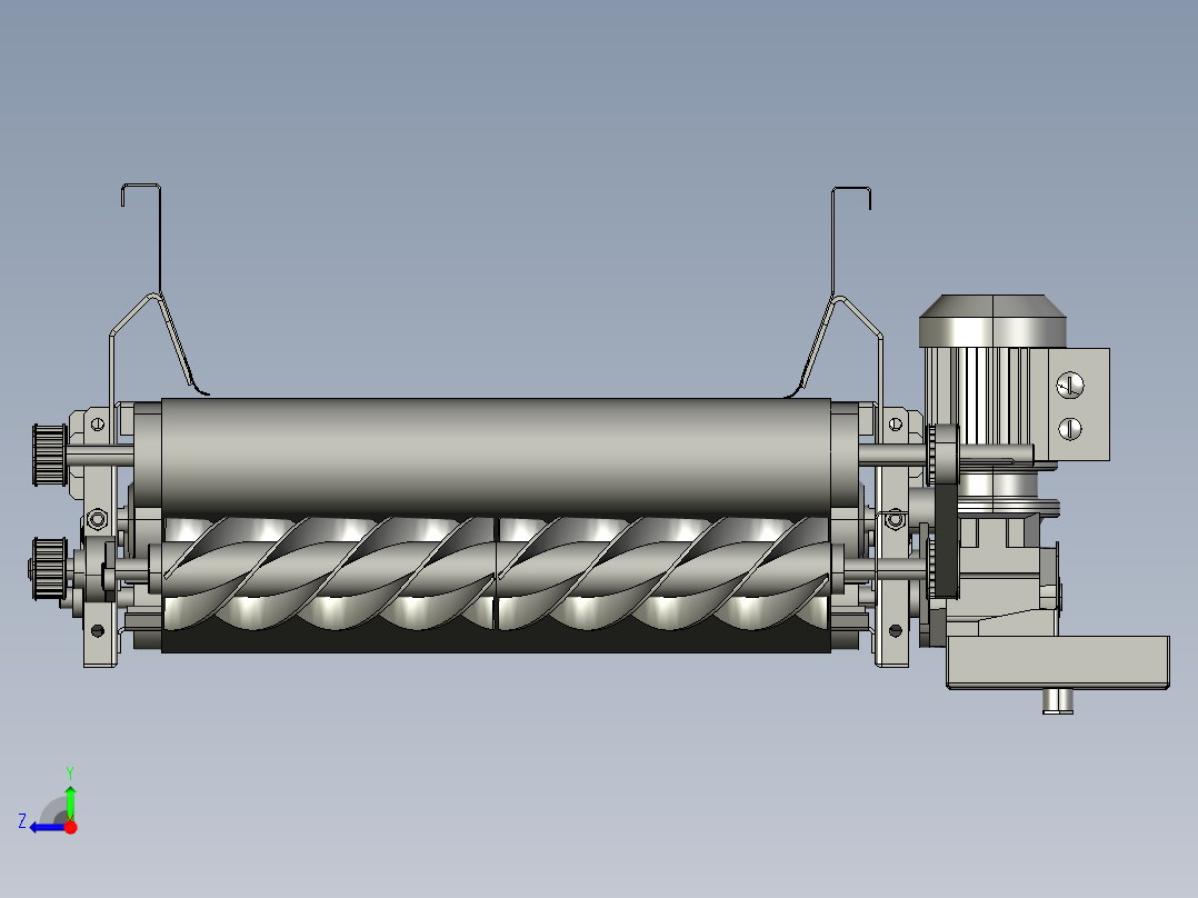 中心距行走分料皮带机及张紧装置右视图