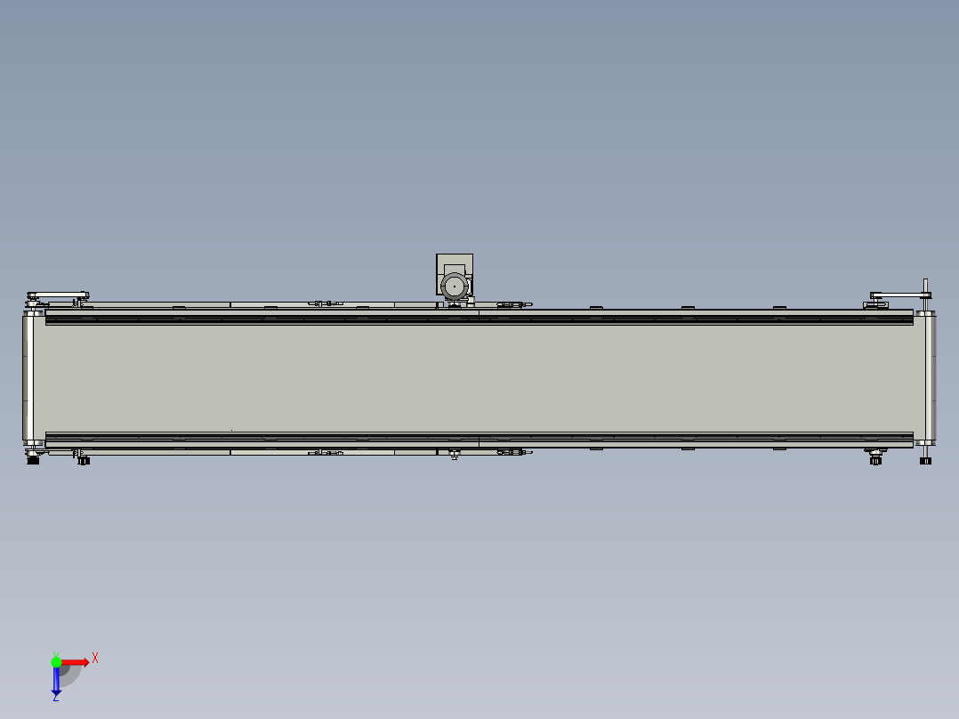中心距行走分料皮带机及张紧装置俯视图