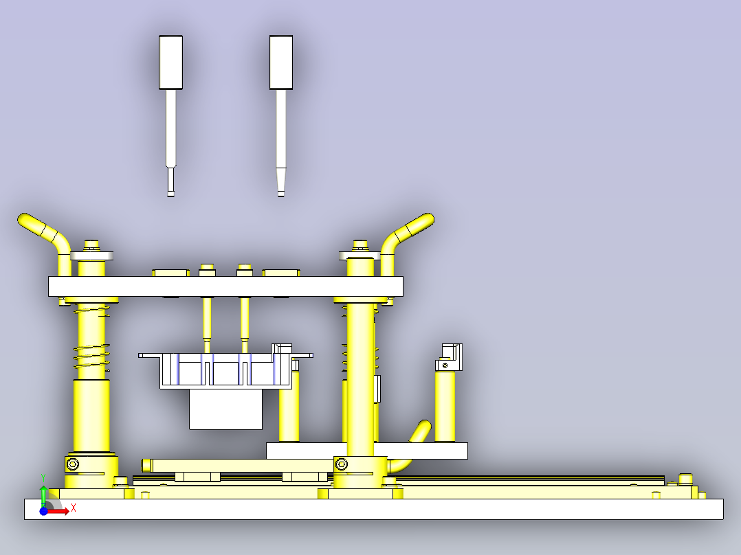 一款孔槽深度检测夹具3D图模型前视图