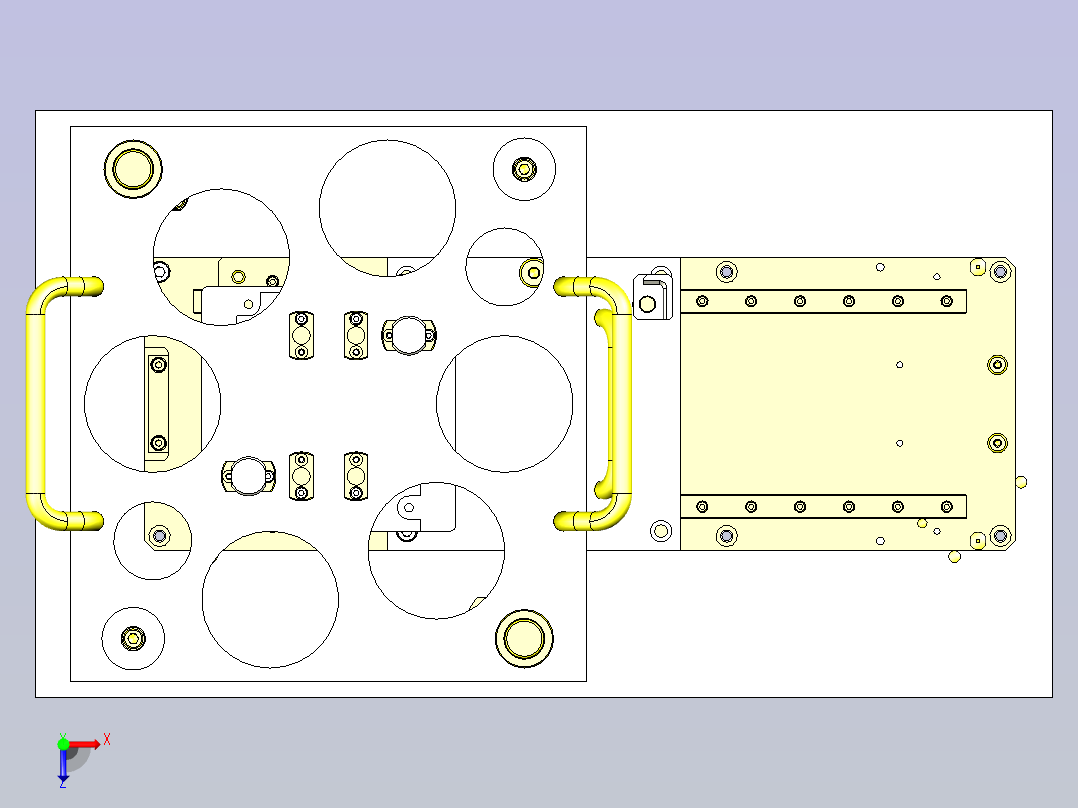 一款孔槽深度检测夹具3D图模型俯视图