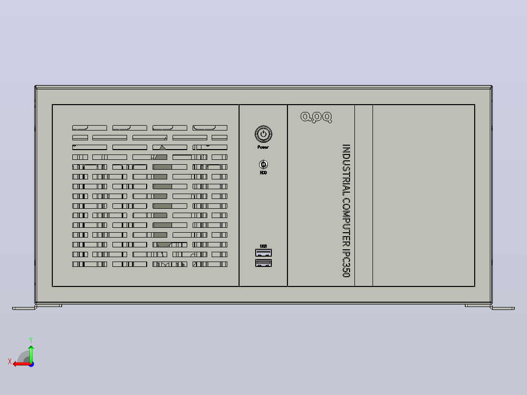 IPC350L-横放 工控机 IPC350后视图