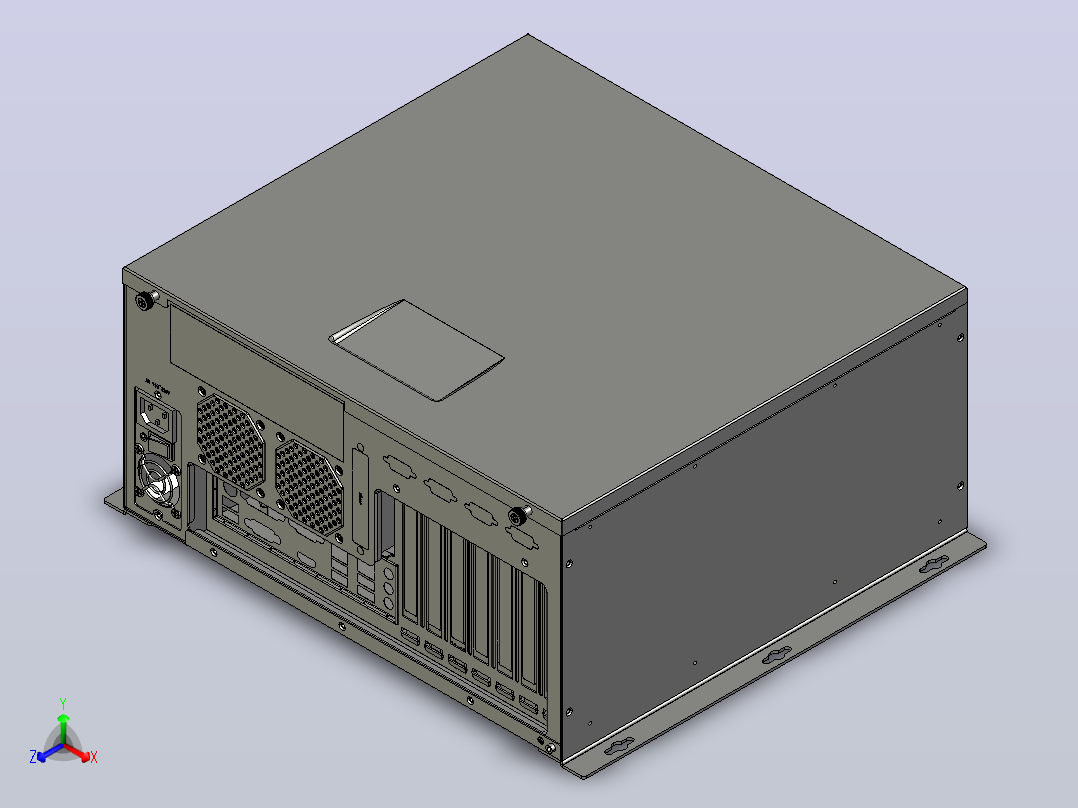 IPC350L-横放 工控机 IPC350正等轴测图