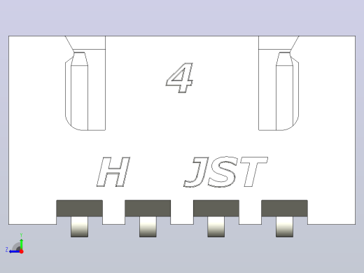白色JST XH 4针连接器P 2 54mm有角度右视缩略图