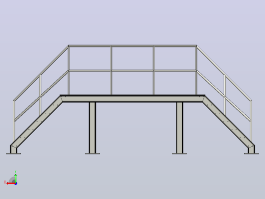 工业钢楼梯 -  3D CAD型号（步骤文件）后视缩略图