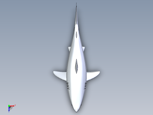 大白鲨鱼模型3D图纸俯视缩略图