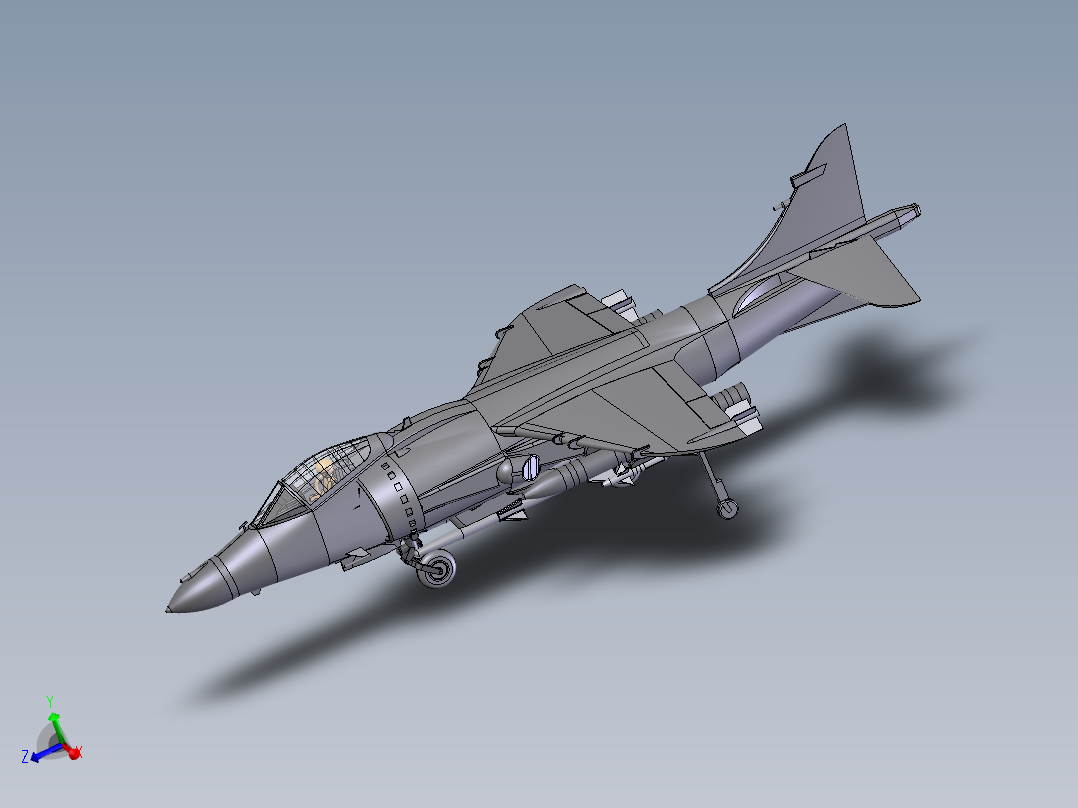 T-Harrier教练机战斗机模型3D图纸 Solidworks设计