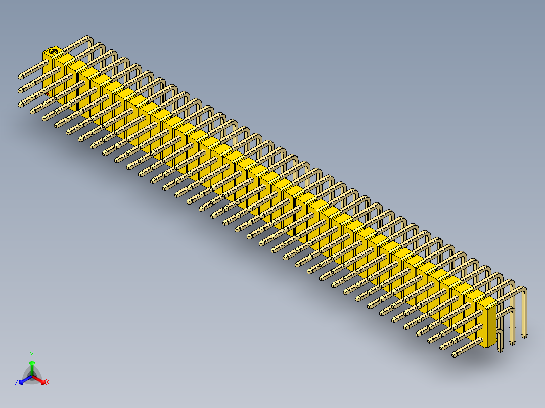 彩色公排针 100mil 2.54mm 系列-DS1022_yellow_3x37p_100mil_TypeD_rev1.0主视图