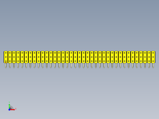 彩色公排针 100mil 2.54mm 系列-DS1022_yellow_3x37p_100mil_TypeD_rev1.0前视缩略图