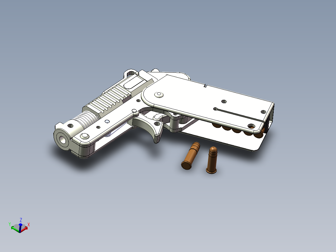 折叠式单发小口径手枪3D模型（折叠手枪）