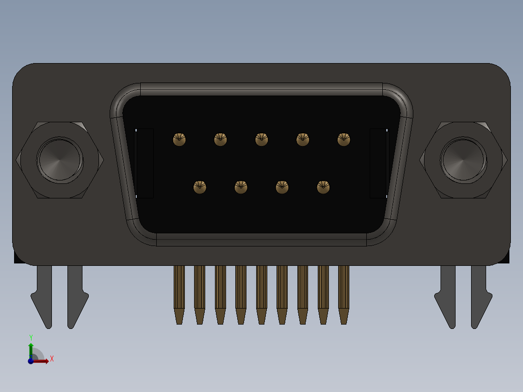 DB9-公头连接器前视图