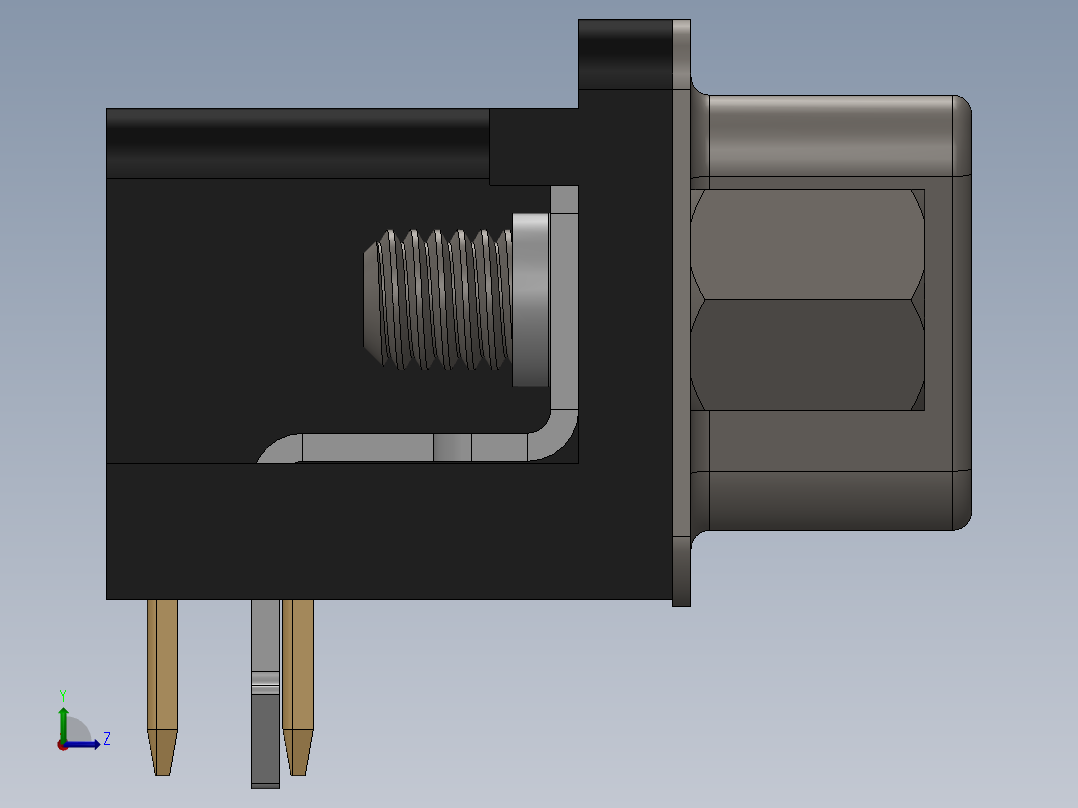 DB9-公头连接器左视图