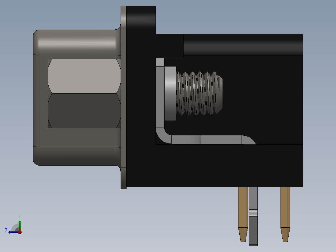 DB9-公头连接器右视图