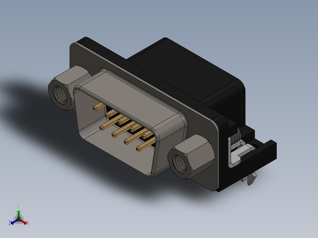 DB9-公头连接器正等轴测图