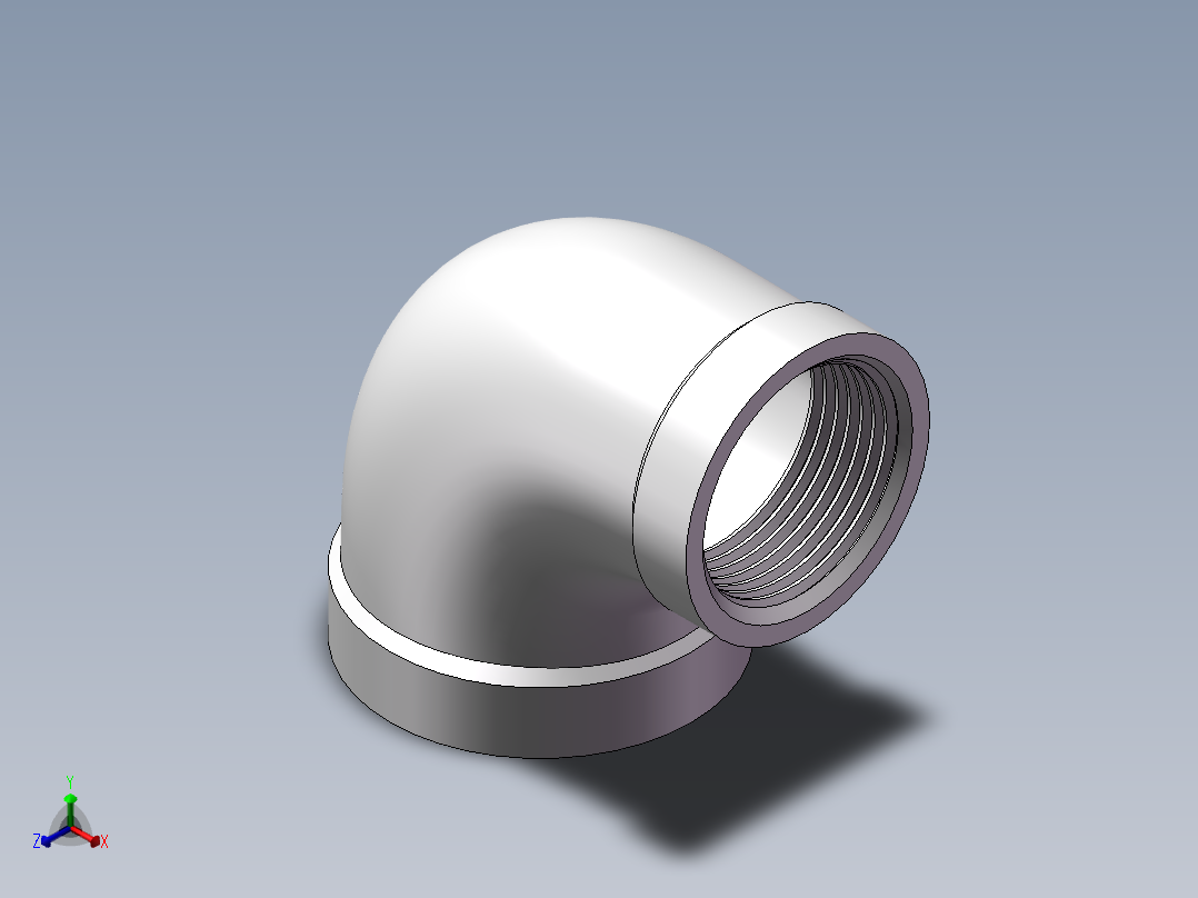 弯头-异径内丝 DN25-DN20正等轴测图