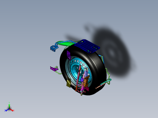备胎和随车工具的集成装备正等轴测缩略图