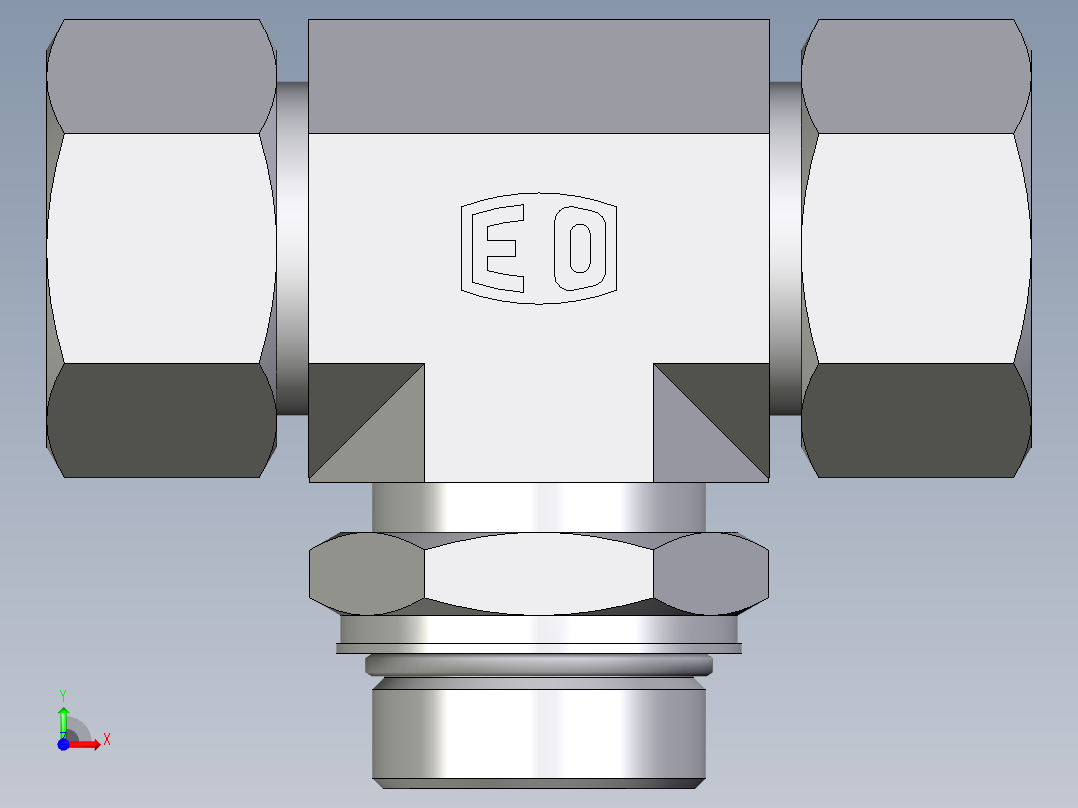 卡套式工业通用硬管接头EO_Adjustable_locknut_branch_tee_TEE30ZSMORCF前视图