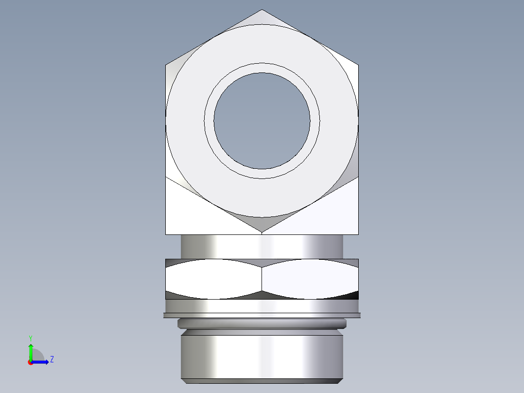 卡套式工业通用硬管接头EO_Adjustable_locknut_branch_tee_TEE30ZSMORCF左视图