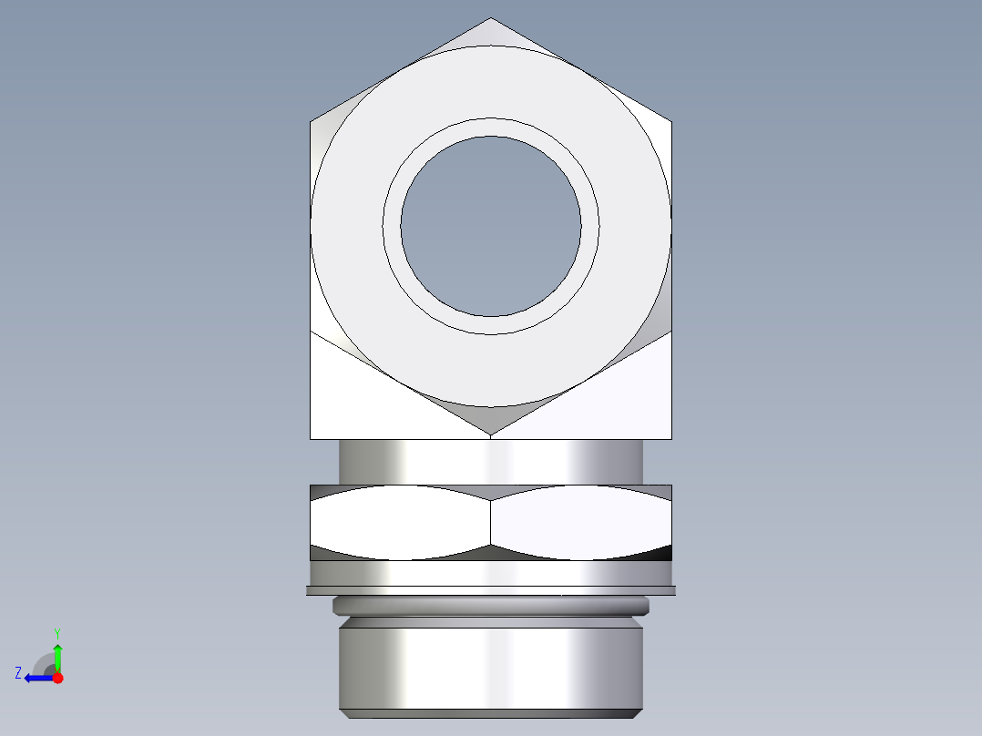 卡套式工业通用硬管接头EO_Adjustable_locknut_branch_tee_TEE30ZSMORCF右视图