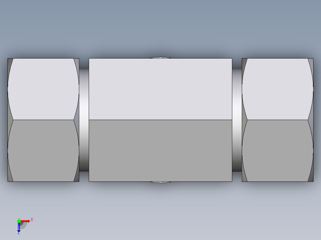 卡套式工业通用硬管接头EO_Adjustable_locknut_branch_tee_TEE30ZSMORCF俯视图