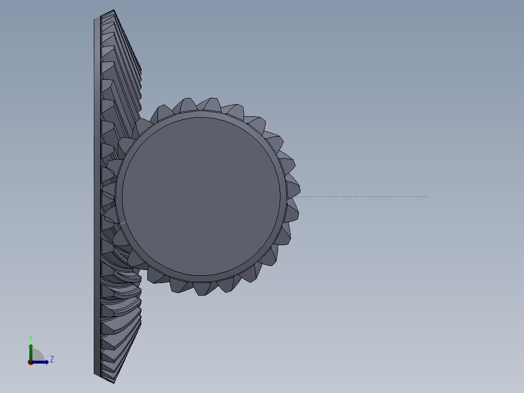 格里森制圆锥弧形齿轮配合对研修型模型、演示动画和视频 3D模型SolidWorks三维设计图左视图