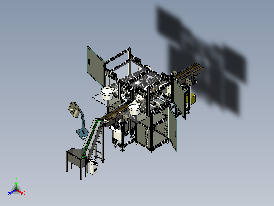 双头组装旋熔机（自动组装机+热熔设备）正等轴测图