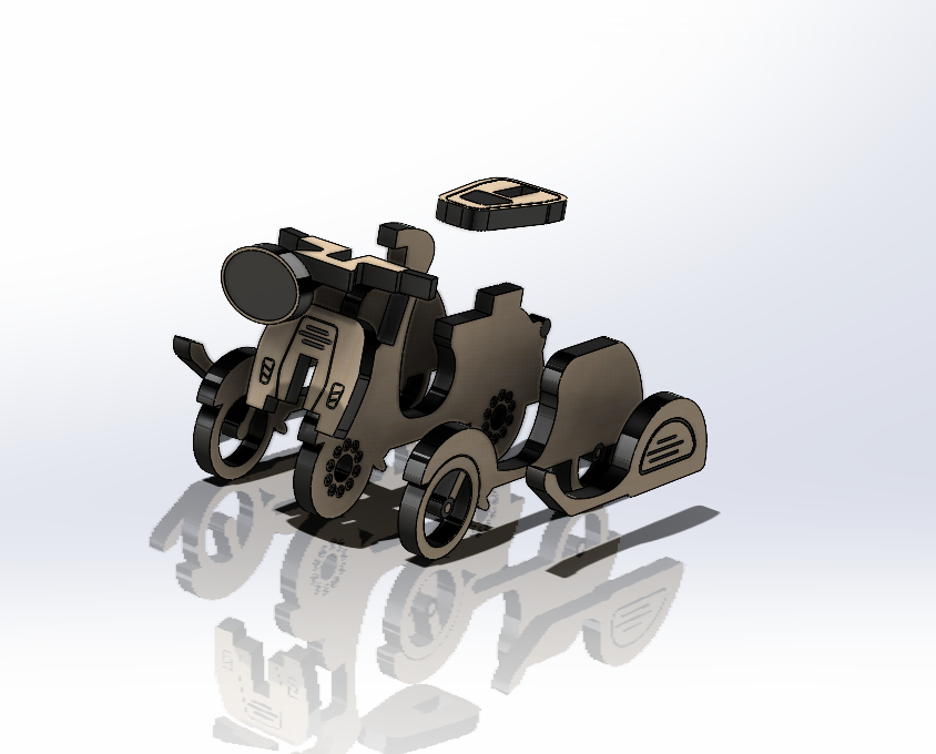 CNC激光切割机和3D打印摩托车模型套件 3D打印模型