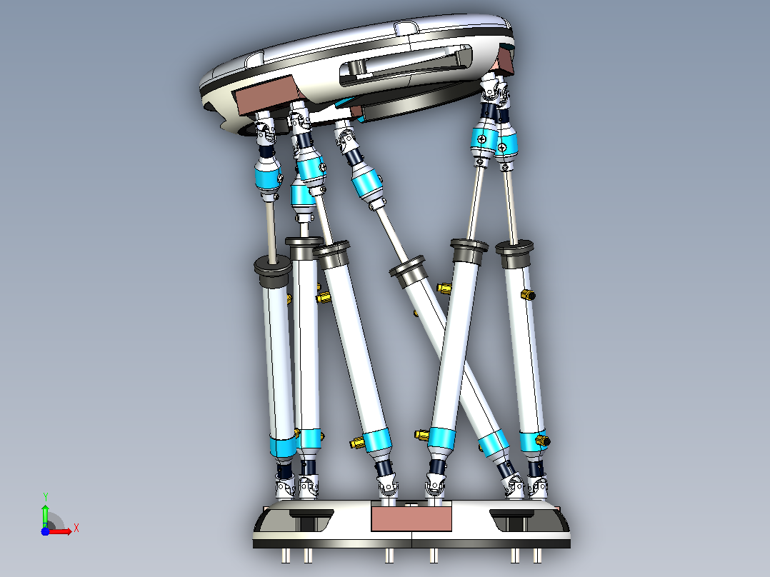 6轴铰接机构稳定器3D数模图纸 IGS格式前视图