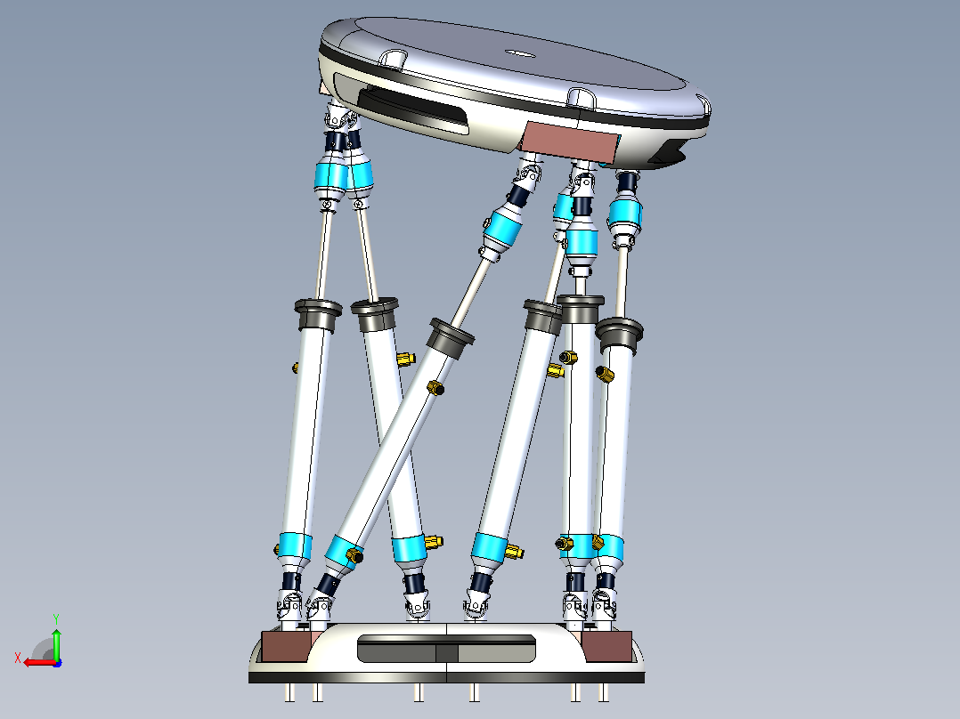 6轴铰接机构稳定器3D数模图纸 IGS格式后视图