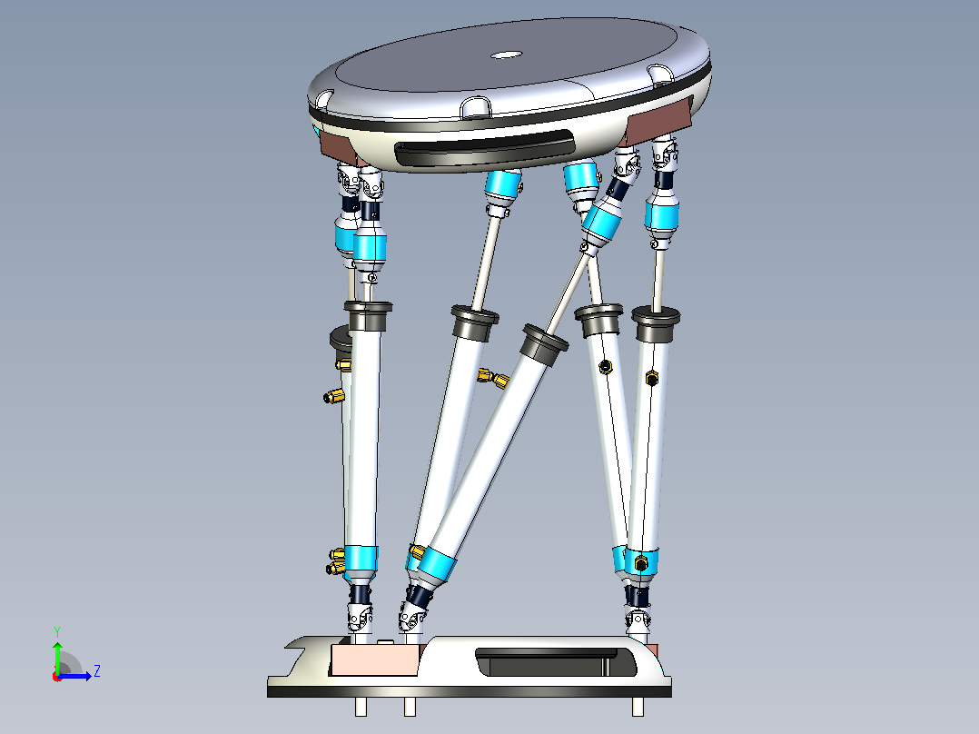 6轴铰接机构稳定器3D数模图纸 IGS格式左视图