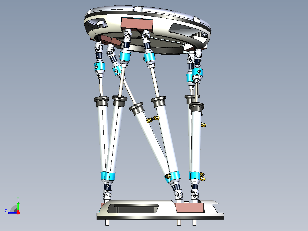 6轴铰接机构稳定器3D数模图纸 IGS格式右视图