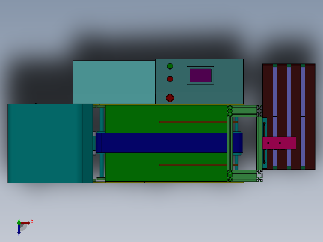 非标分页机3D图纸俯视图