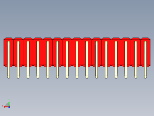 彩色公排针 100mil 2.54mm 系列-DS1022_red_3x15p_100mil_TypeD_rev1.0后视缩略图