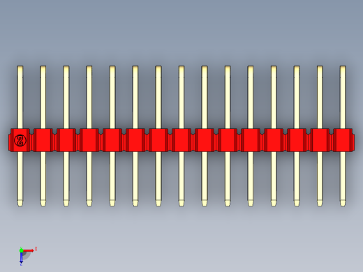 彩色公排针 100mil 2.54mm 系列-DS1022_red_3x15p_100mil_TypeD_rev1.0俯视缩略图