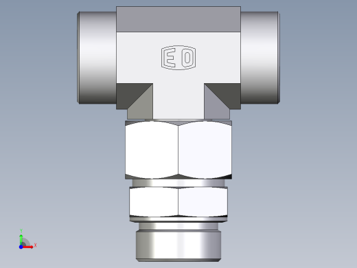 卡套式工业通用硬管接头EO_Assembled_adjustable_standpipe_branch_tee_EVT38SMOMD71前视缩略图