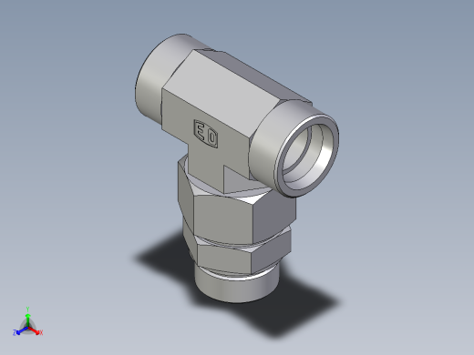 卡套式工业通用硬管接头EO_Assembled_adjustable_standpipe_branch_tee_EVT38SMOMD71正等轴测缩略图