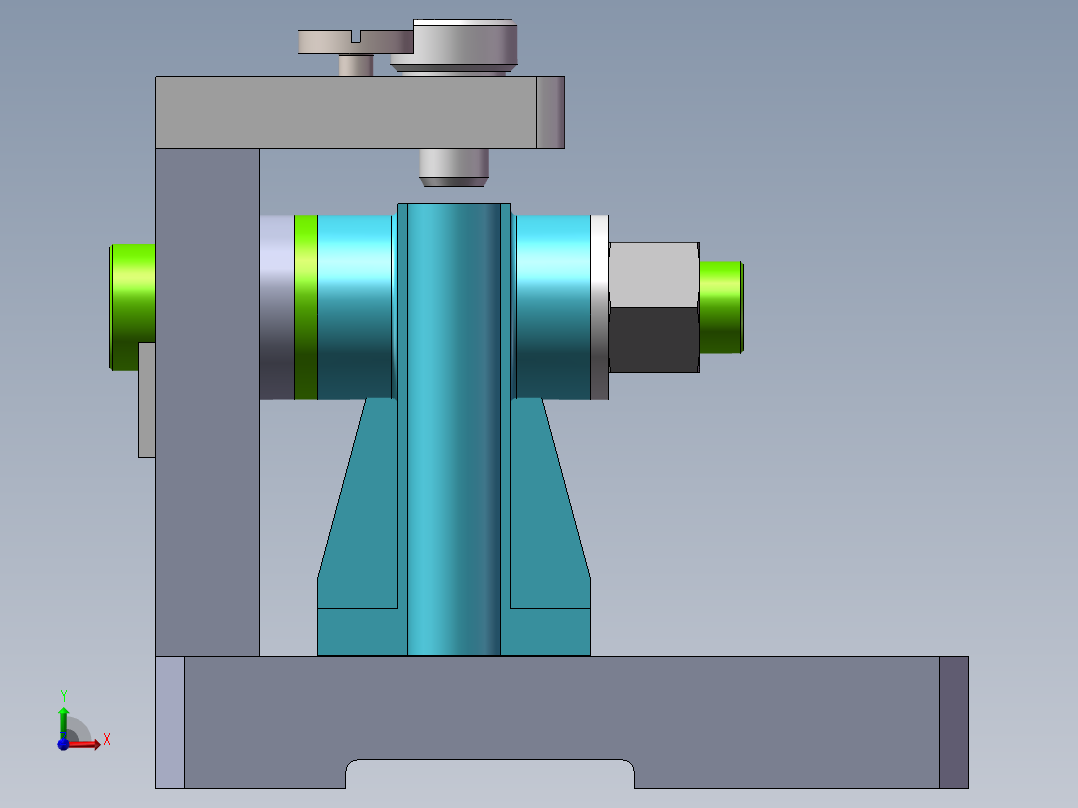 气门摇杆钻孔夹具三维模型前视图