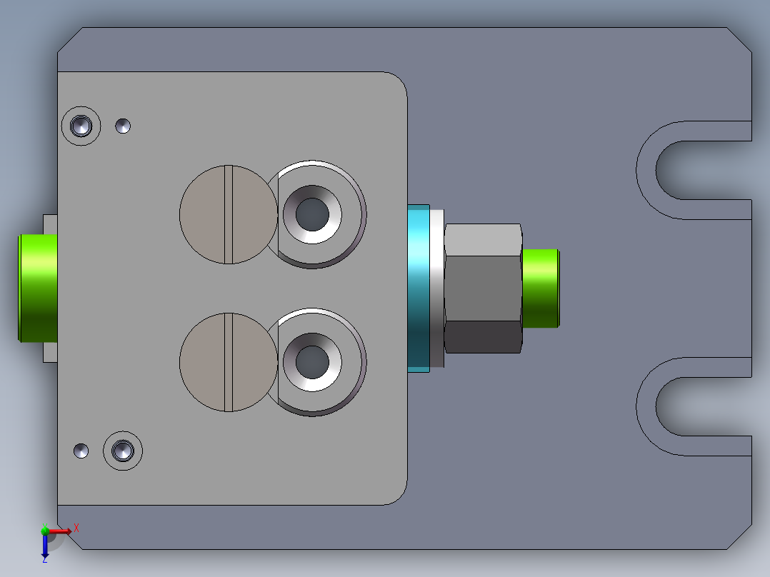 气门摇杆钻孔夹具三维模型俯视图